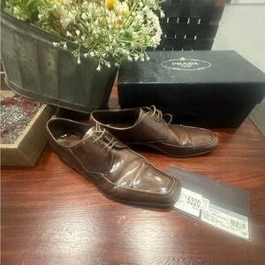 Authentic Prada Men's Saffiano Leather Lace-Ups shoes Sz 8”5